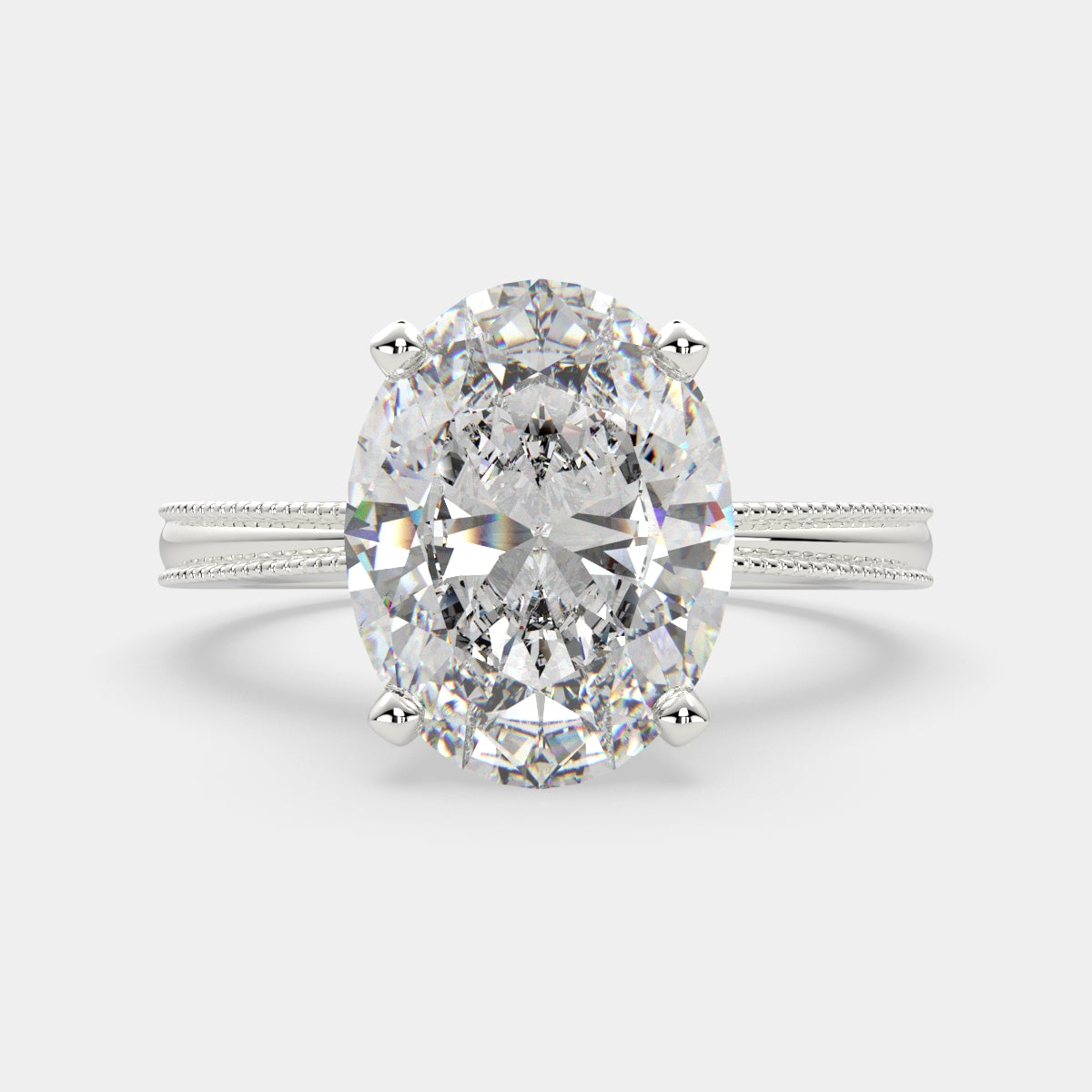 4 Carat VS1 D Lab Grown Diamond Solitaire Oval Ring