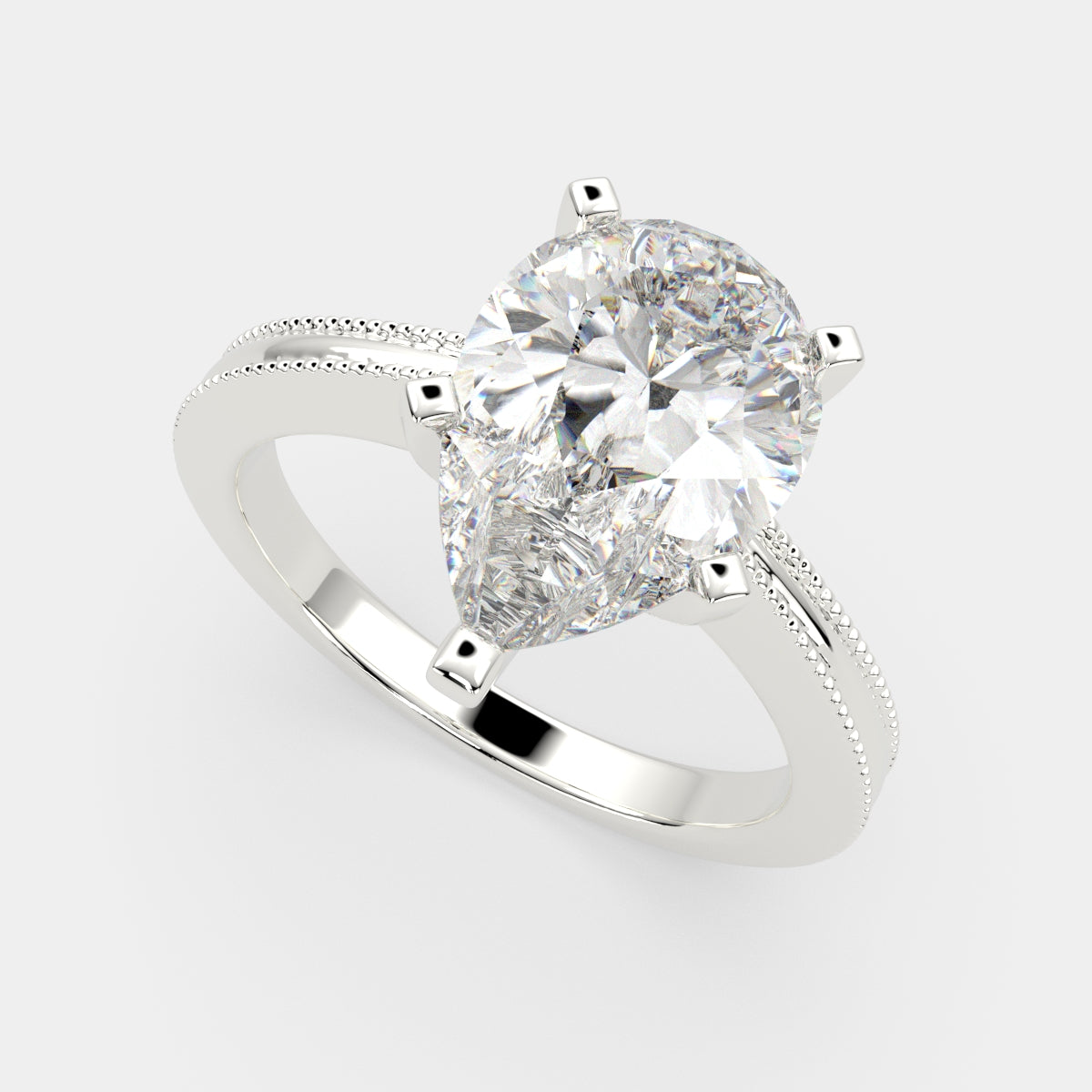 1 Carat VS1 D Lab Grown Diamond Solitaire Pear Ring