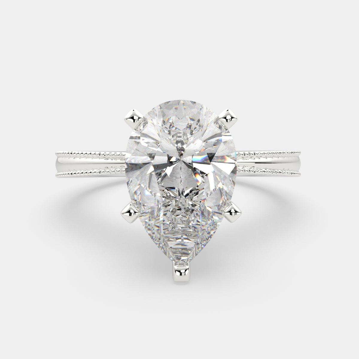 1 Carat VS1 D Lab Grown Diamond Solitaire Pear Ring
