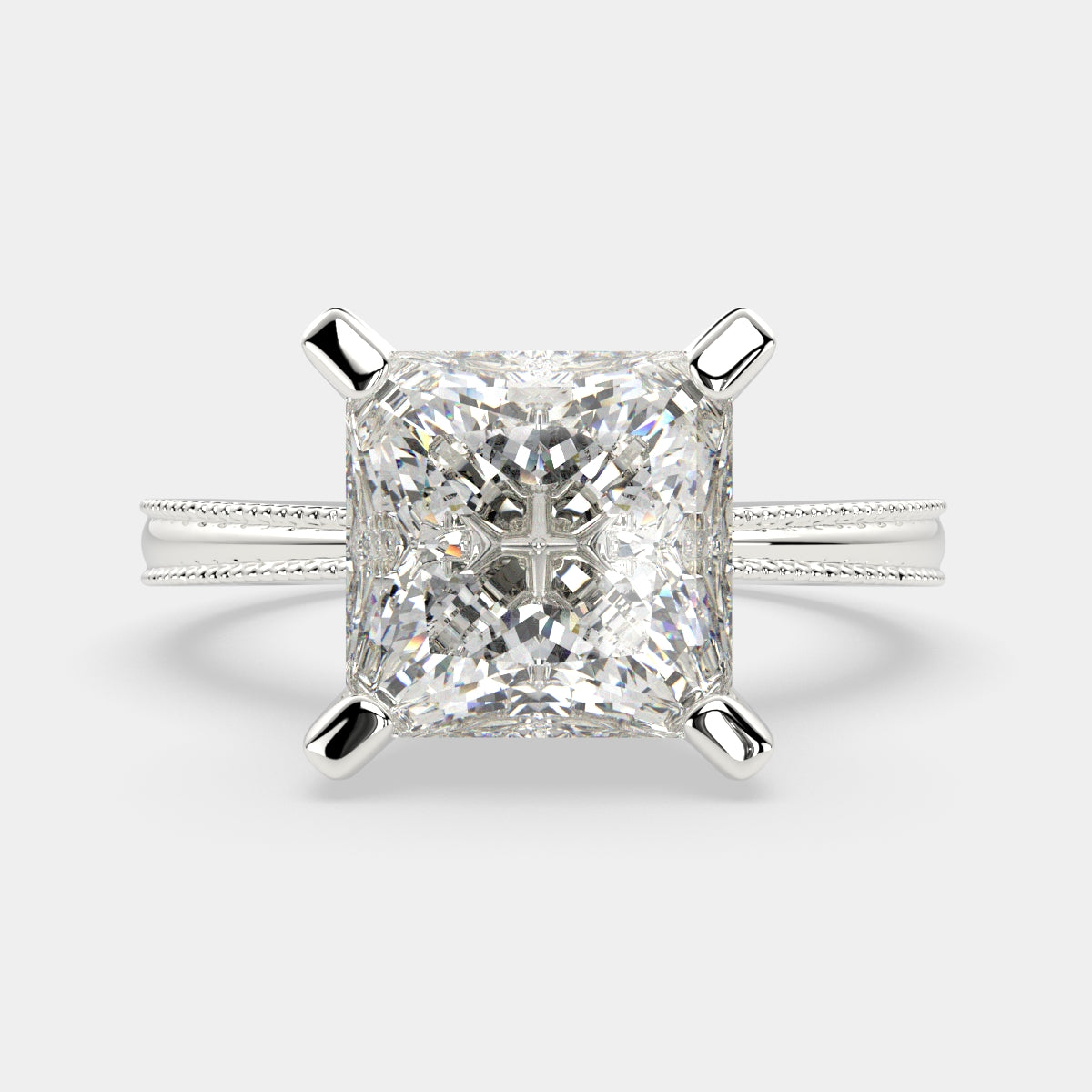 1 Carat VS1 D Lab Grown Diamond Solitaire Princess Ring