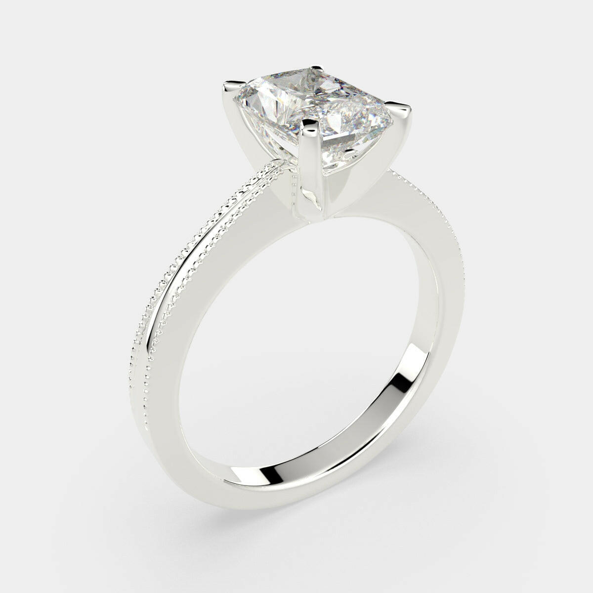 1 Carat VS1 D Lab Grown Diamond Solitaire Radiant Ring