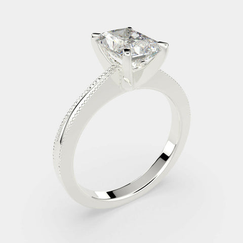 1 Carat VS1 D Lab Grown Diamond Solitaire Radiant Ring
