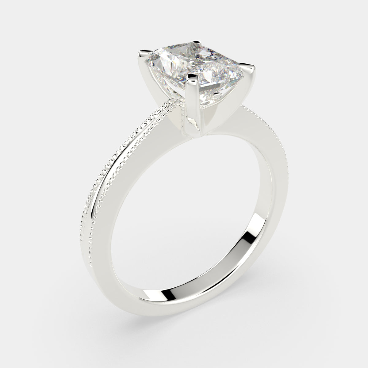 3 Carat VS1 D Lab Grown Diamond Solitaire Radiant Ring