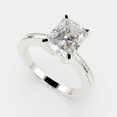 1 Carat VS1 D Lab Grown Diamond Solitaire Radiant Ring