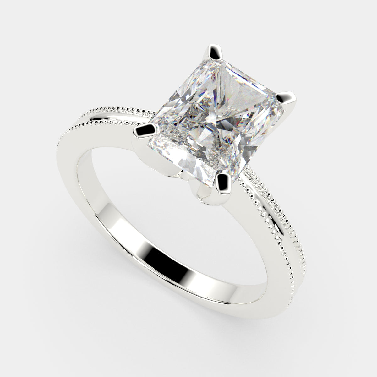 3 Carat VS1 D Lab Grown Diamond Solitaire Radiant Ring