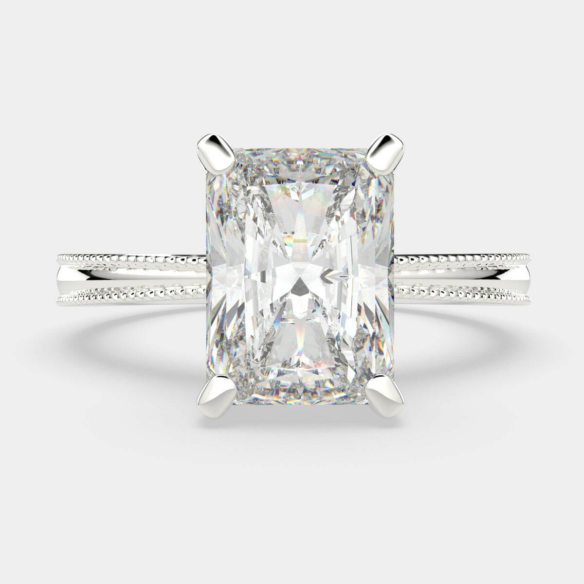 1 Carat VS1 D Lab Grown Diamond Solitaire Radiant Ring