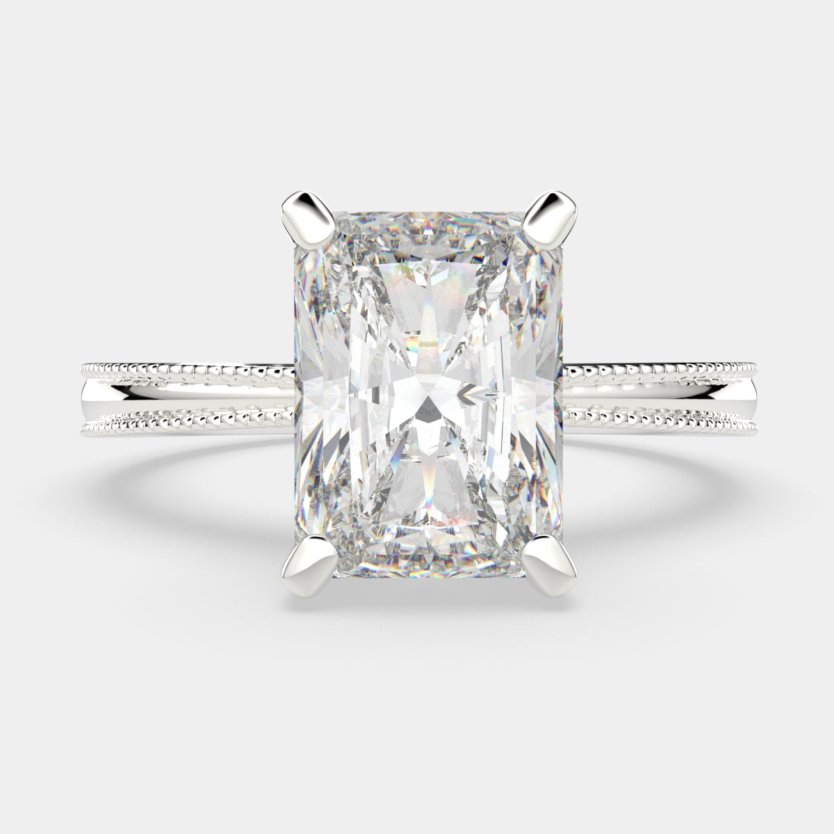 3 Carat VS1 D Lab Grown Diamond Solitaire Radiant Ring