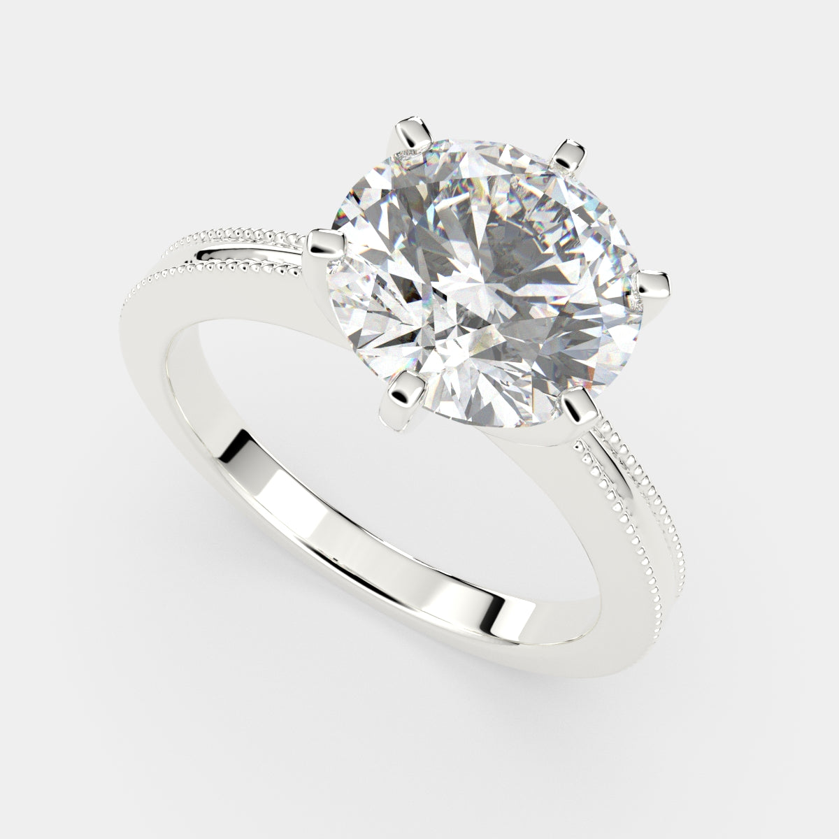 2 Carat VS1 D Lab Grown Diamond Solitaire Round Ring