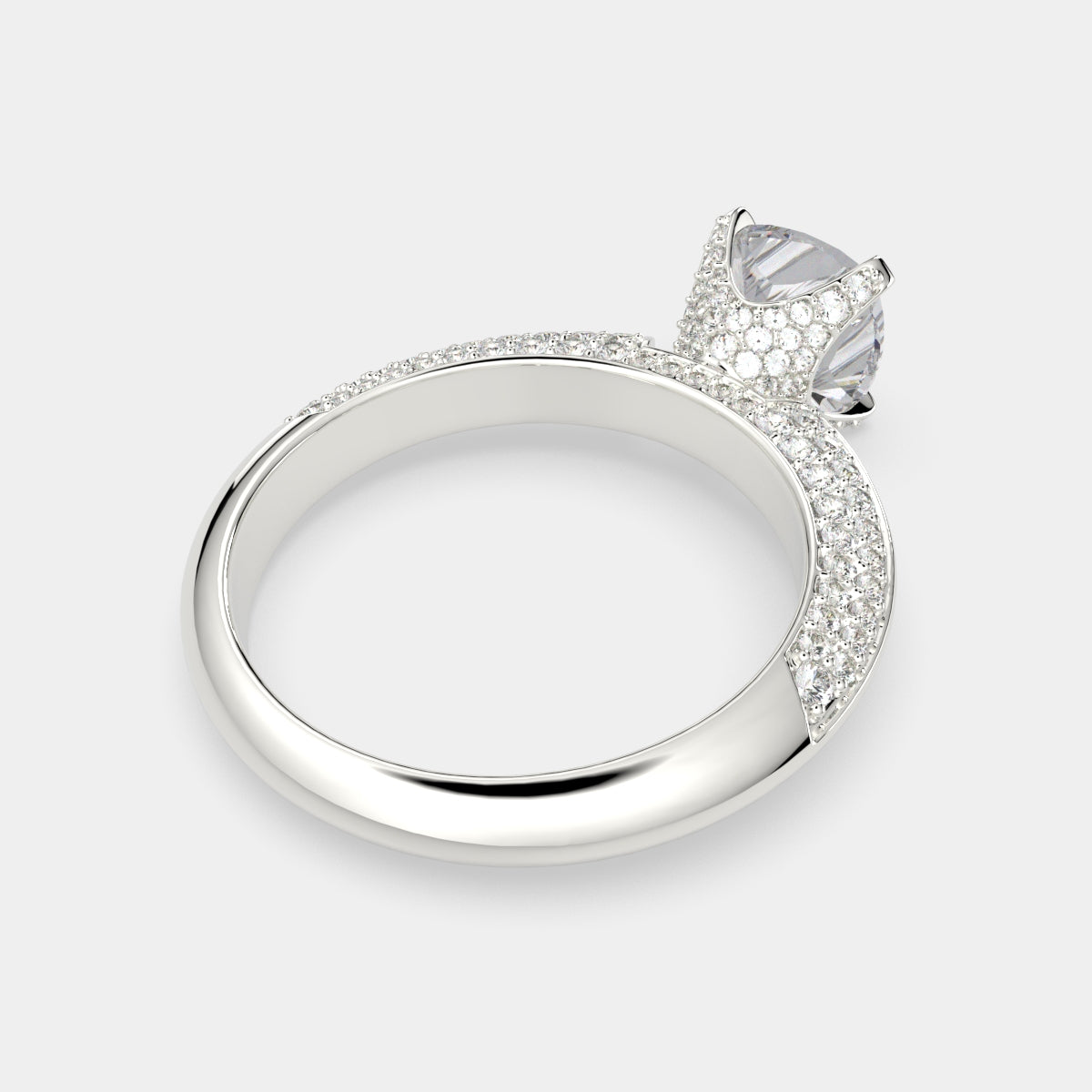 1.75 Carat VS1 D Lab Grown Diamond Pave Cushion Ring