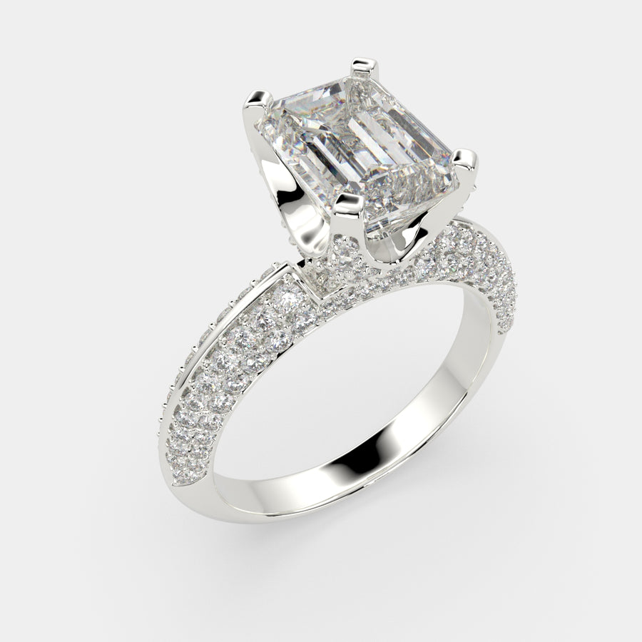 Daria 2.75 Carat Emerald Cut Pave 6 Prong Engagement Ring