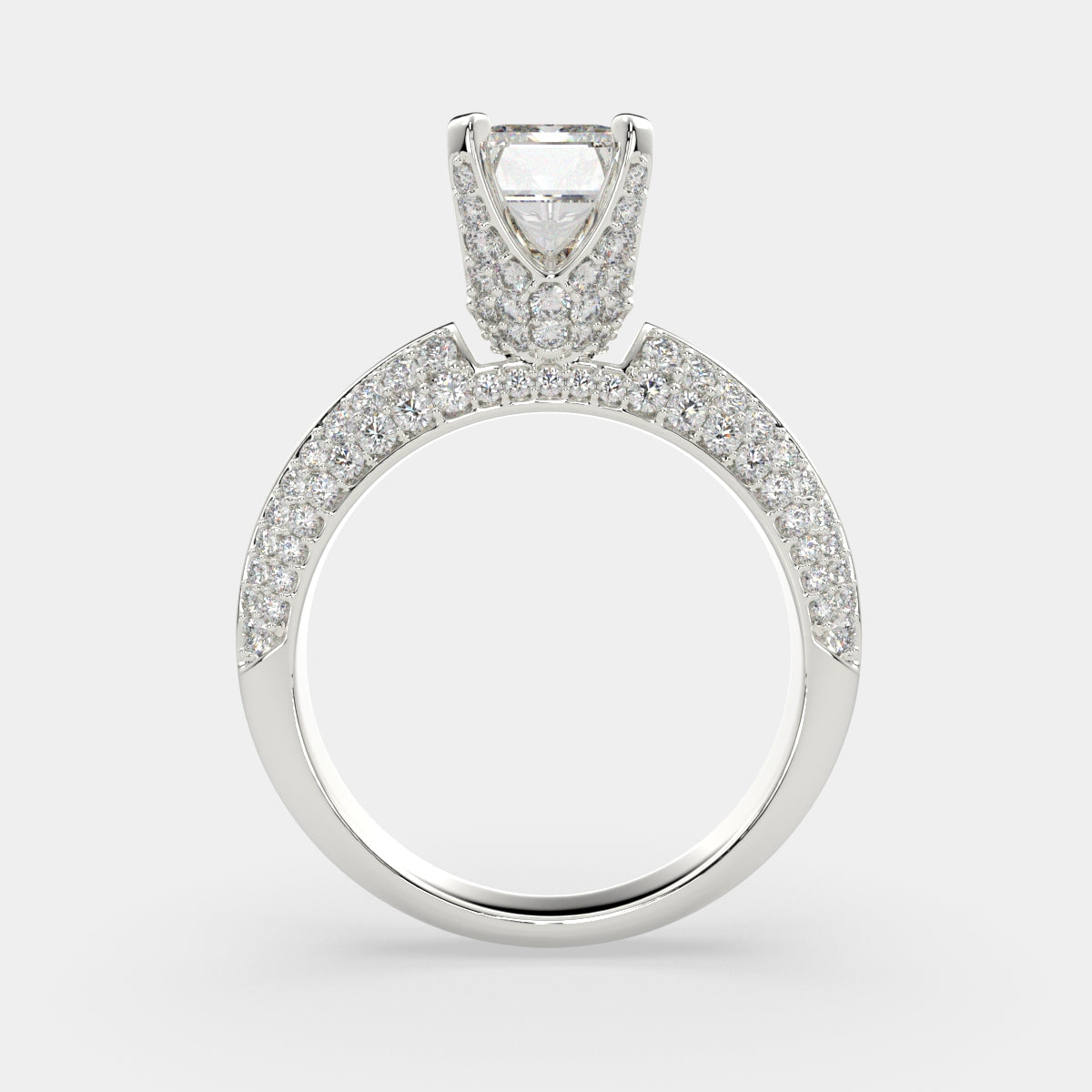 4.75 Carat VS1 D Lab Grown Diamond Pave Emerald Ring