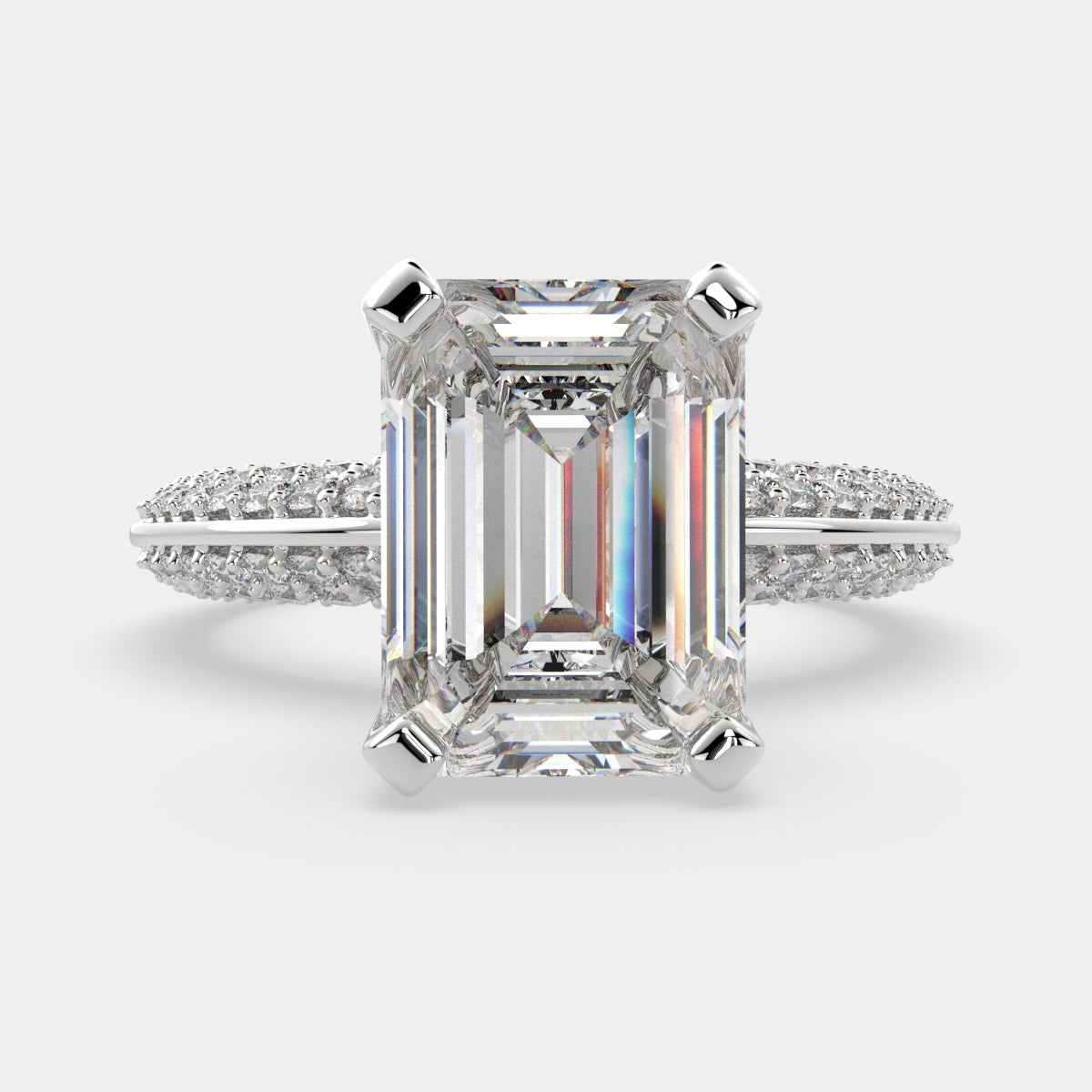 1.75 Carat VS1 D Lab Grown Diamond Pave Emerald Ring