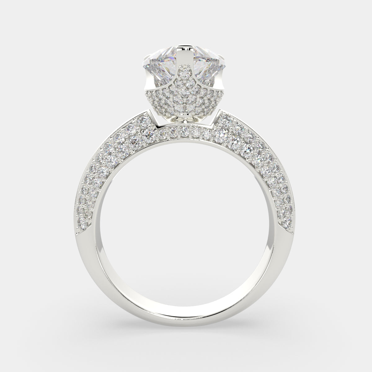 3.75 Carat VS1 D Lab Grown Diamond Pave Heart Ring