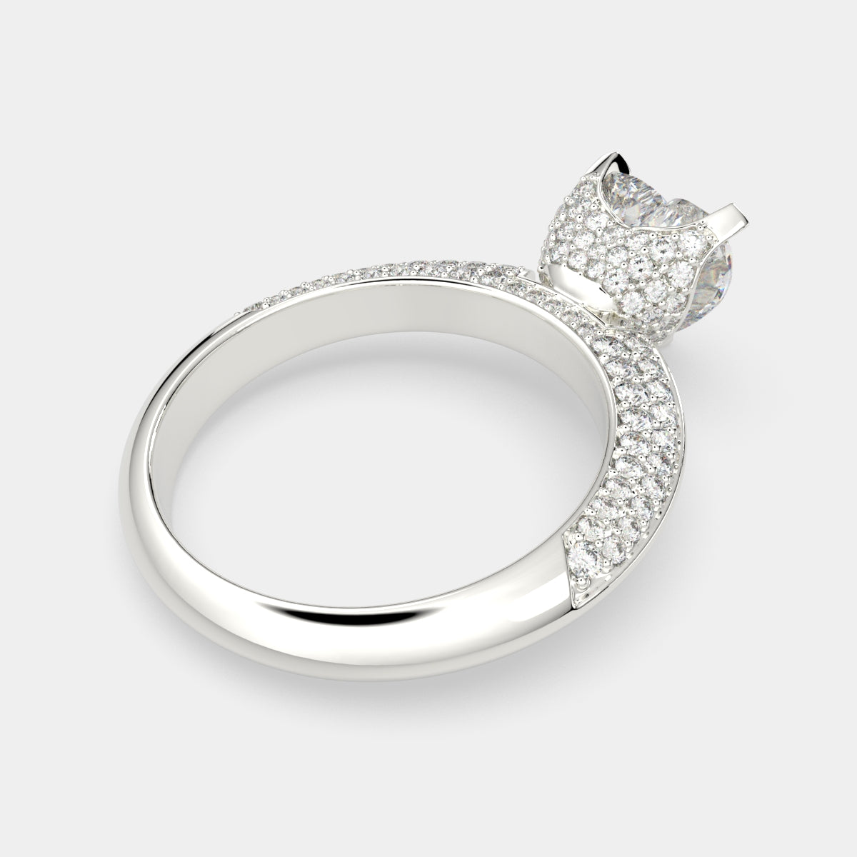 3.75 Carat VS1 D Lab Grown Diamond Pave Heart Ring