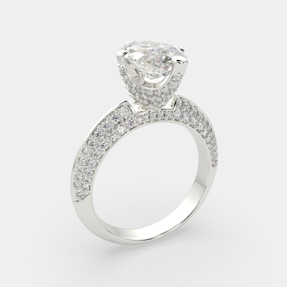 3.75 Carat VS1 D Lab Grown Diamond Pave Marquise Ring