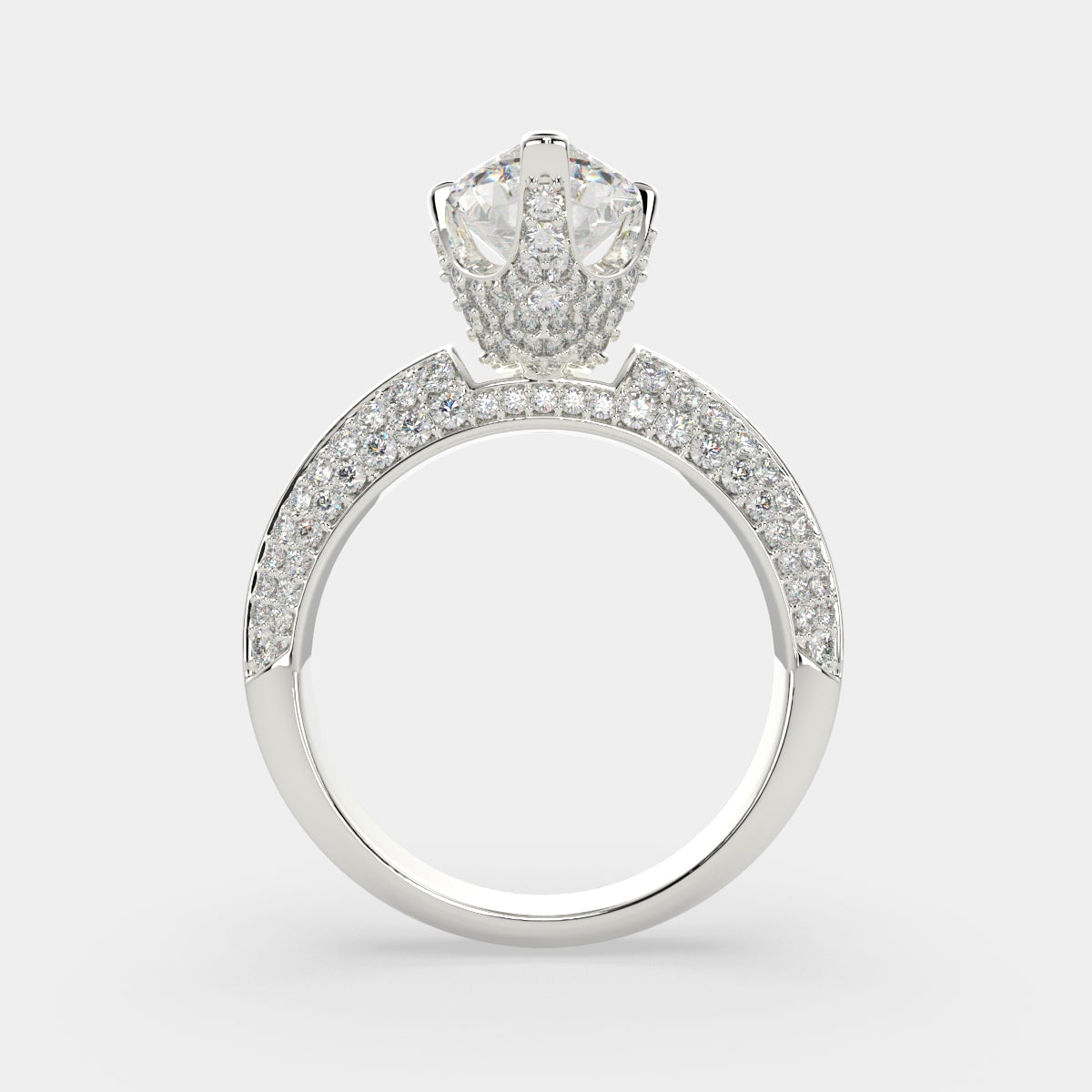 3.75 Carat VS1 D Lab Grown Diamond Pave Marquise Ring