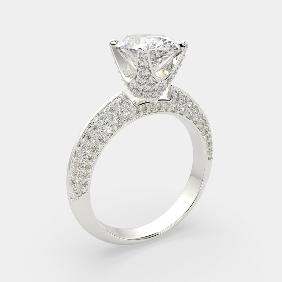 Daria 1.75 Carat Oval Cut Pave 6 Prong Engagement Ring