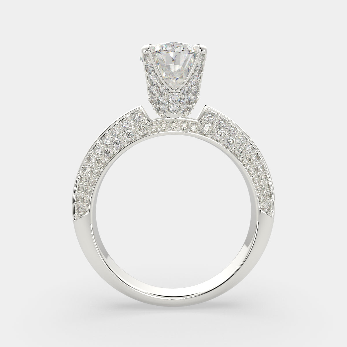 3.75 Carat VS1 D Lab Grown Diamond Pave Oval Ring