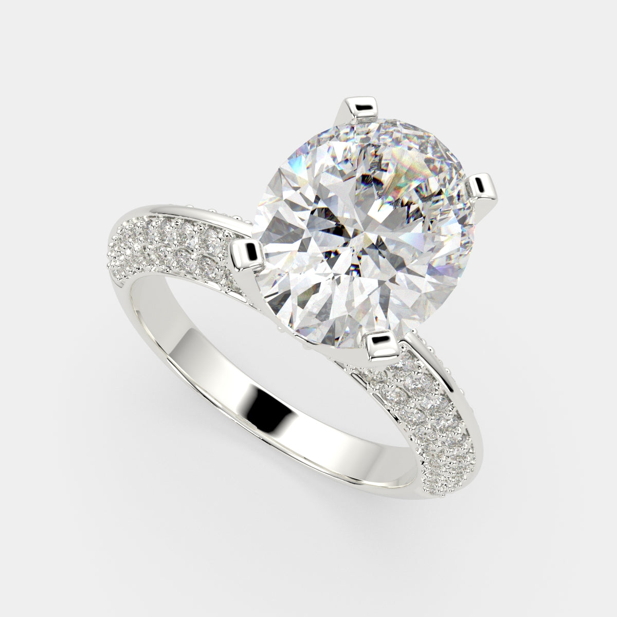 1.75 Carat VS1 D Lab Grown Diamond Pave Oval Ring