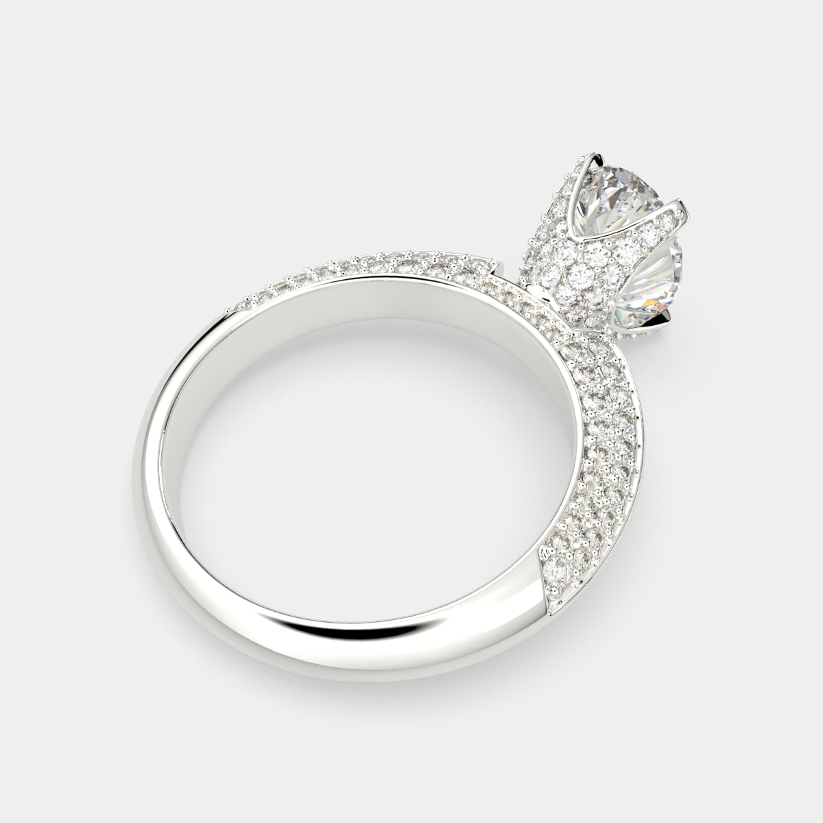 4.75 Carat VS1 D Lab Grown Diamond Pave Oval Ring