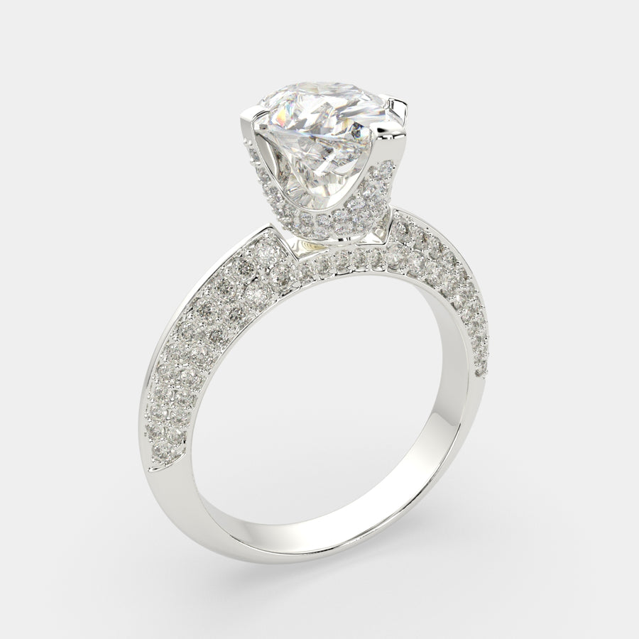 Daria 4.75 Carat Pear Cut Pave 6 Prong Engagement Ring