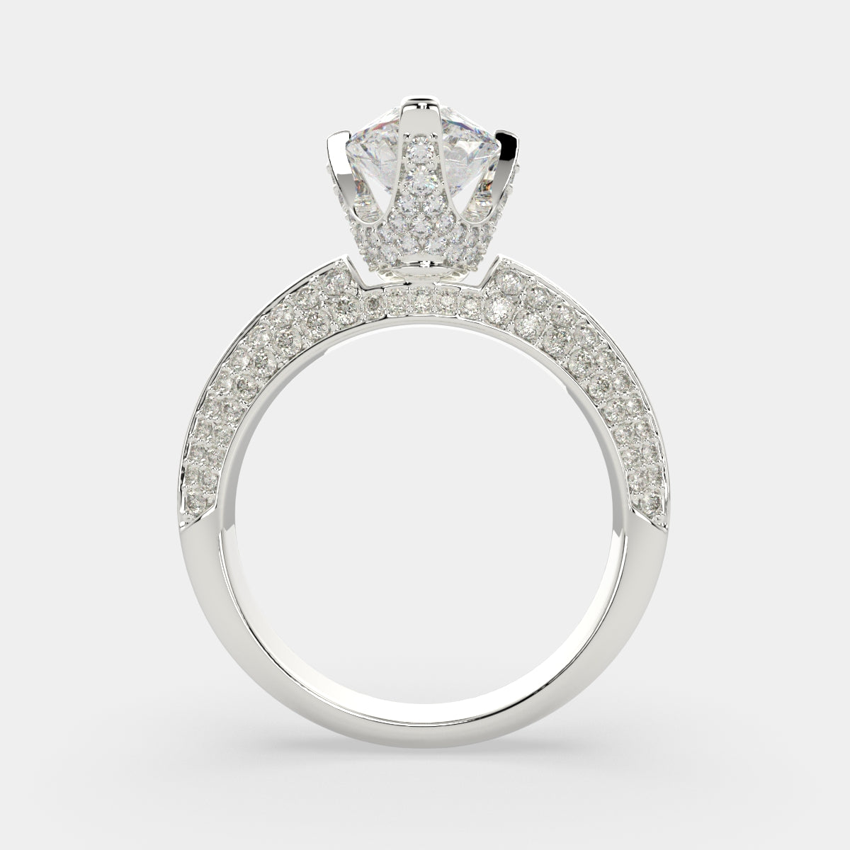 4.75 Carat VS1 D Lab Grown Diamond Pave Pear Ring