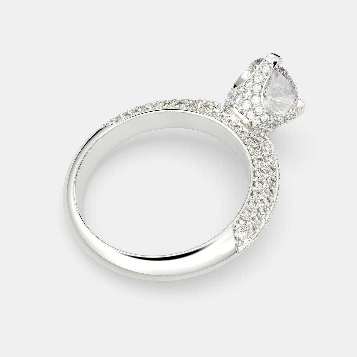 4.75 Carat VS1 D Lab Grown Diamond Pave Pear Ring