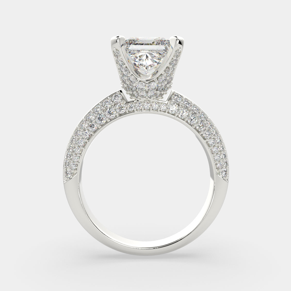 2.75 Carat VS1 D Lab Grown Diamond Pave Princess Ring