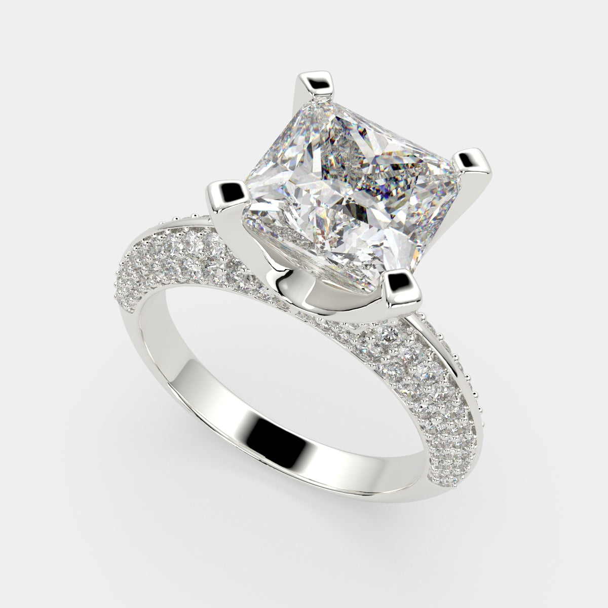 2.75 Carat VS1 D Lab Grown Diamond Pave Princess Ring