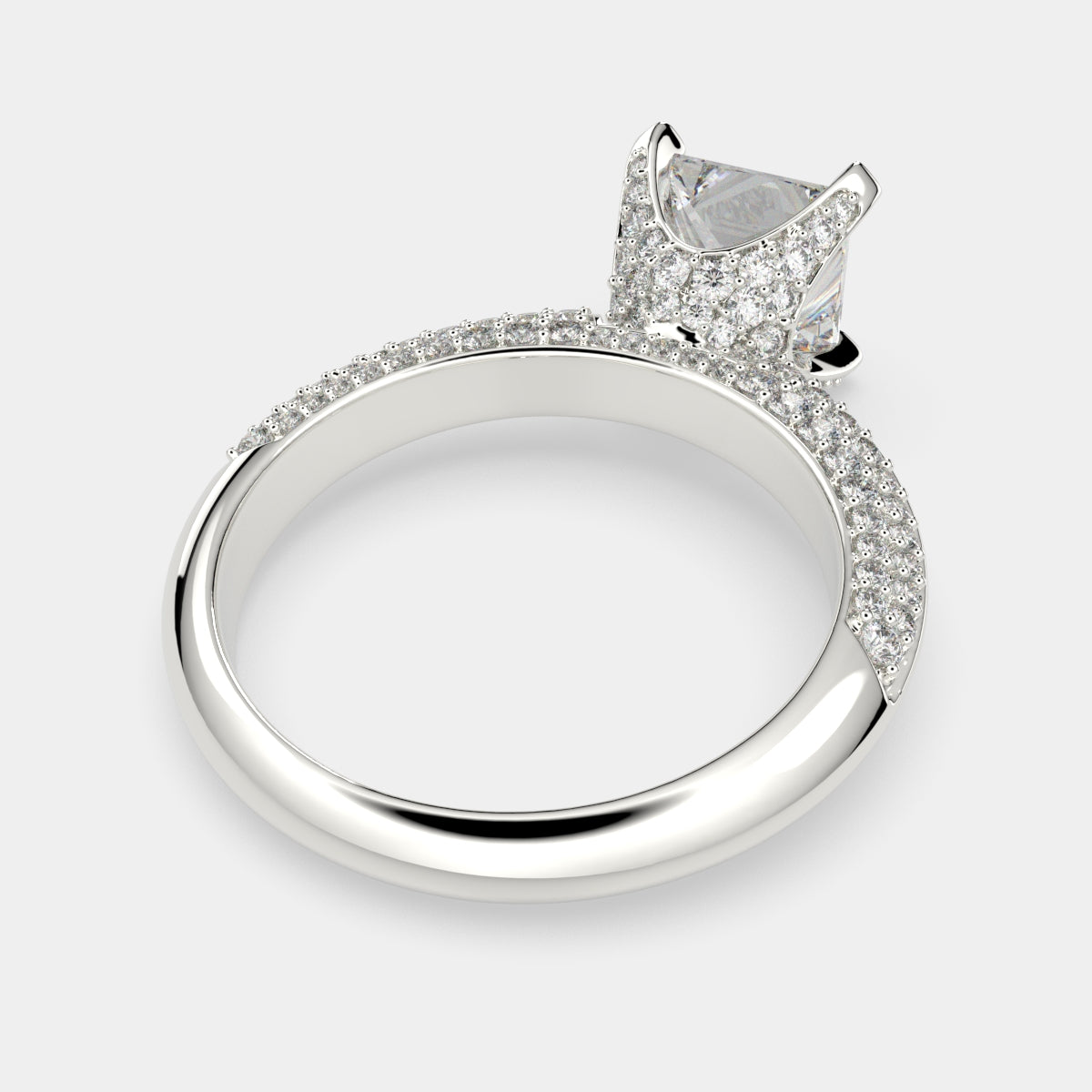 2.75 Carat VS1 D Lab Grown Diamond Pave Princess Ring