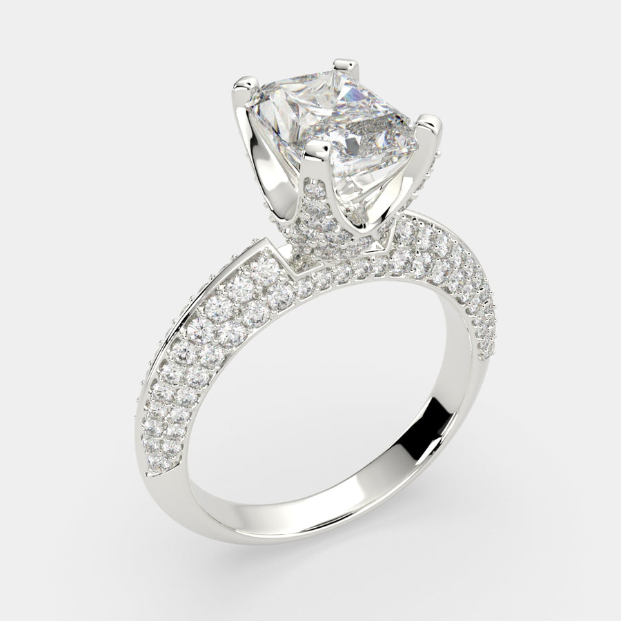 Daria 2.75 Carat Radiant Cut Pave 6 Prong Engagement Ring