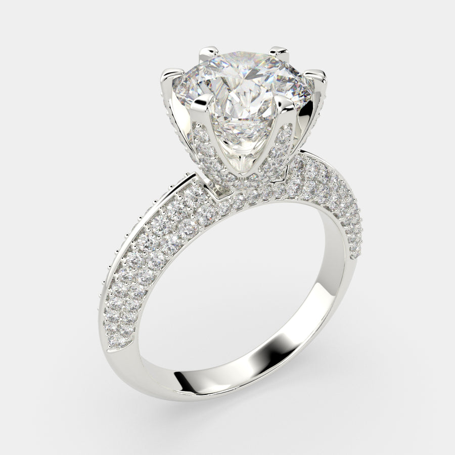 Daria 2.75 Carat Round Cut Pave 6 Prong Engagement Ring