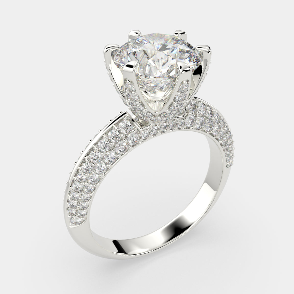 1.75 Carat VS1 D Lab Grown Diamond Pave Round Ring