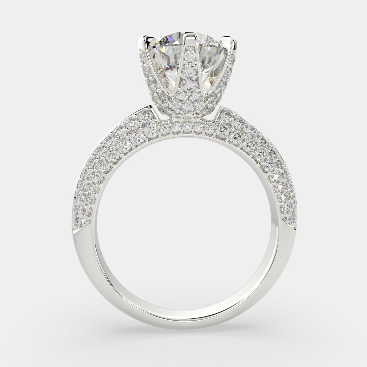 4.75 Carat VS1 D Lab Grown Diamond Pave Round Ring