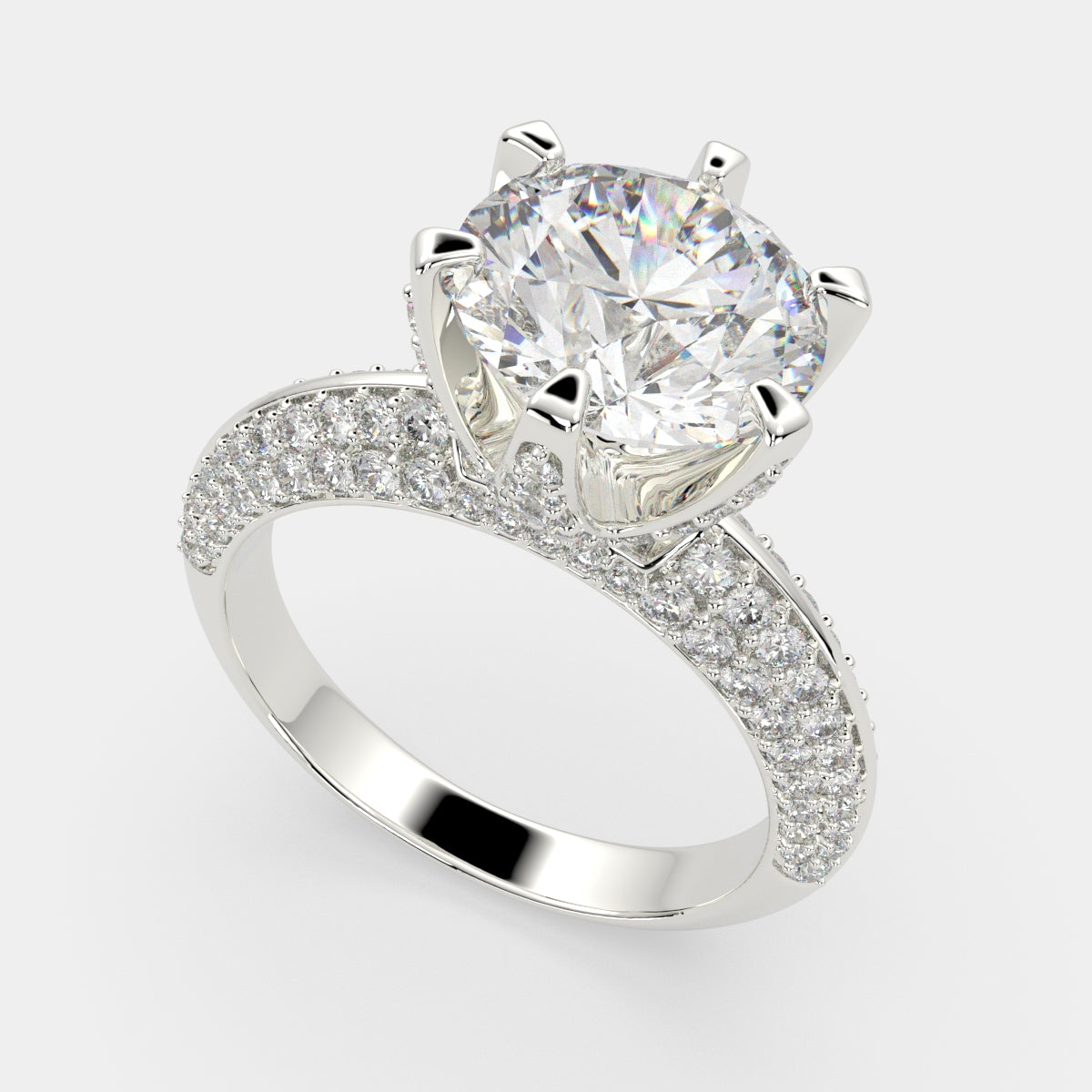 1.75 Carat VS1 D Lab Grown Diamond Pave Round Ring