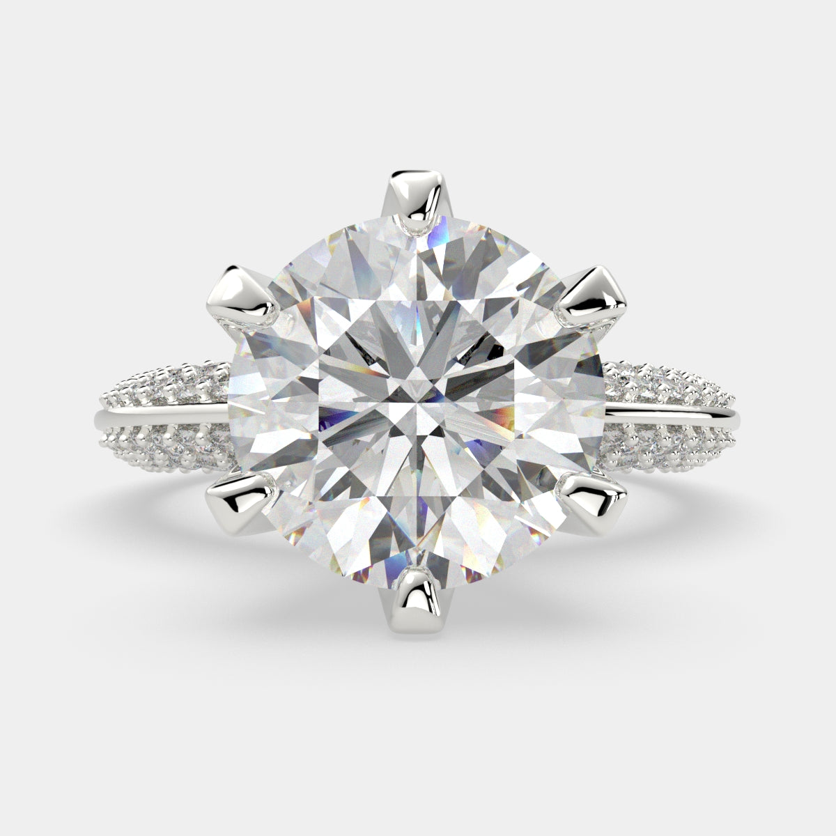 2.75 Carat VS1 D Lab Grown Diamond Pave Round Ring