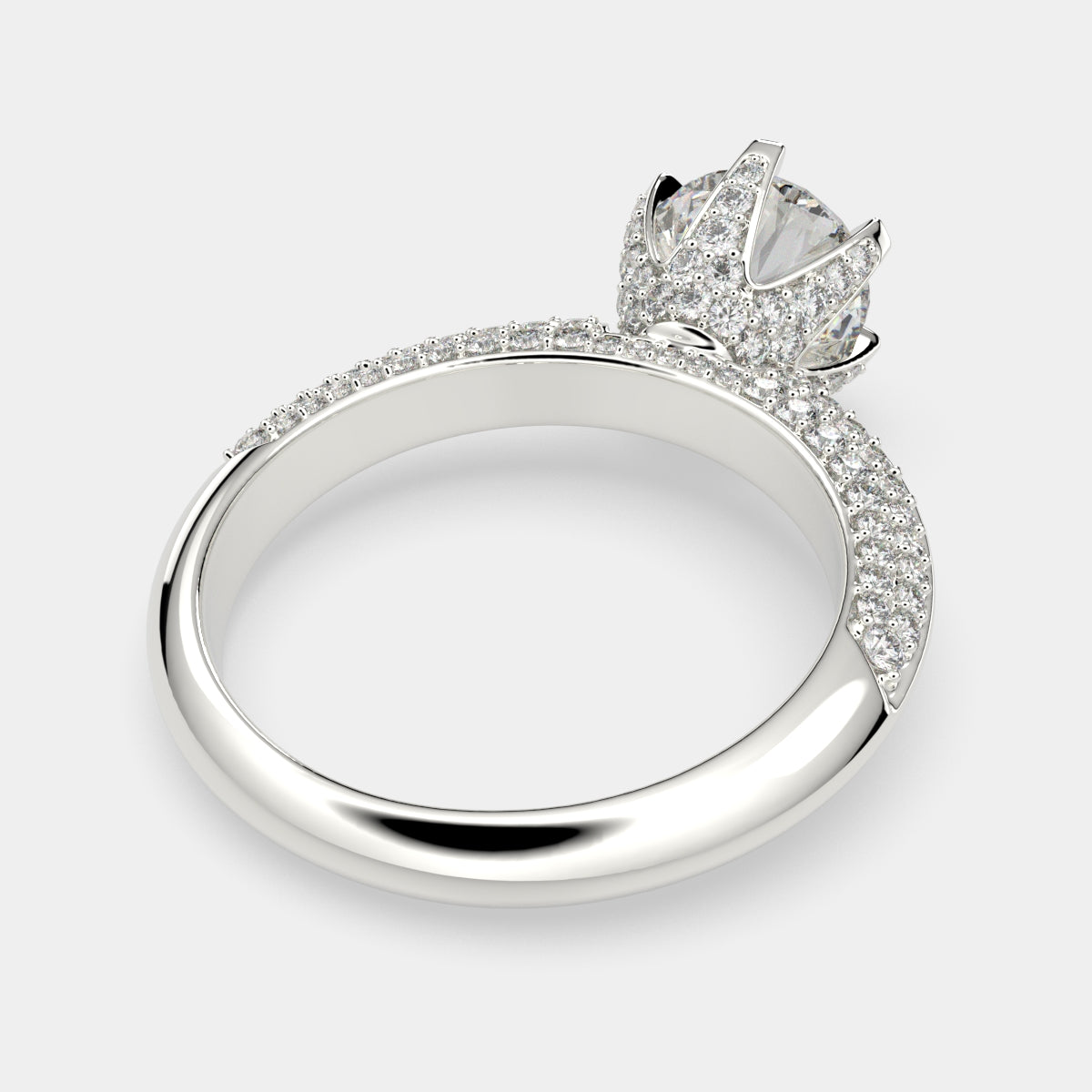 2.75 Carat VS1 D Lab Grown Diamond Pave Round Ring
