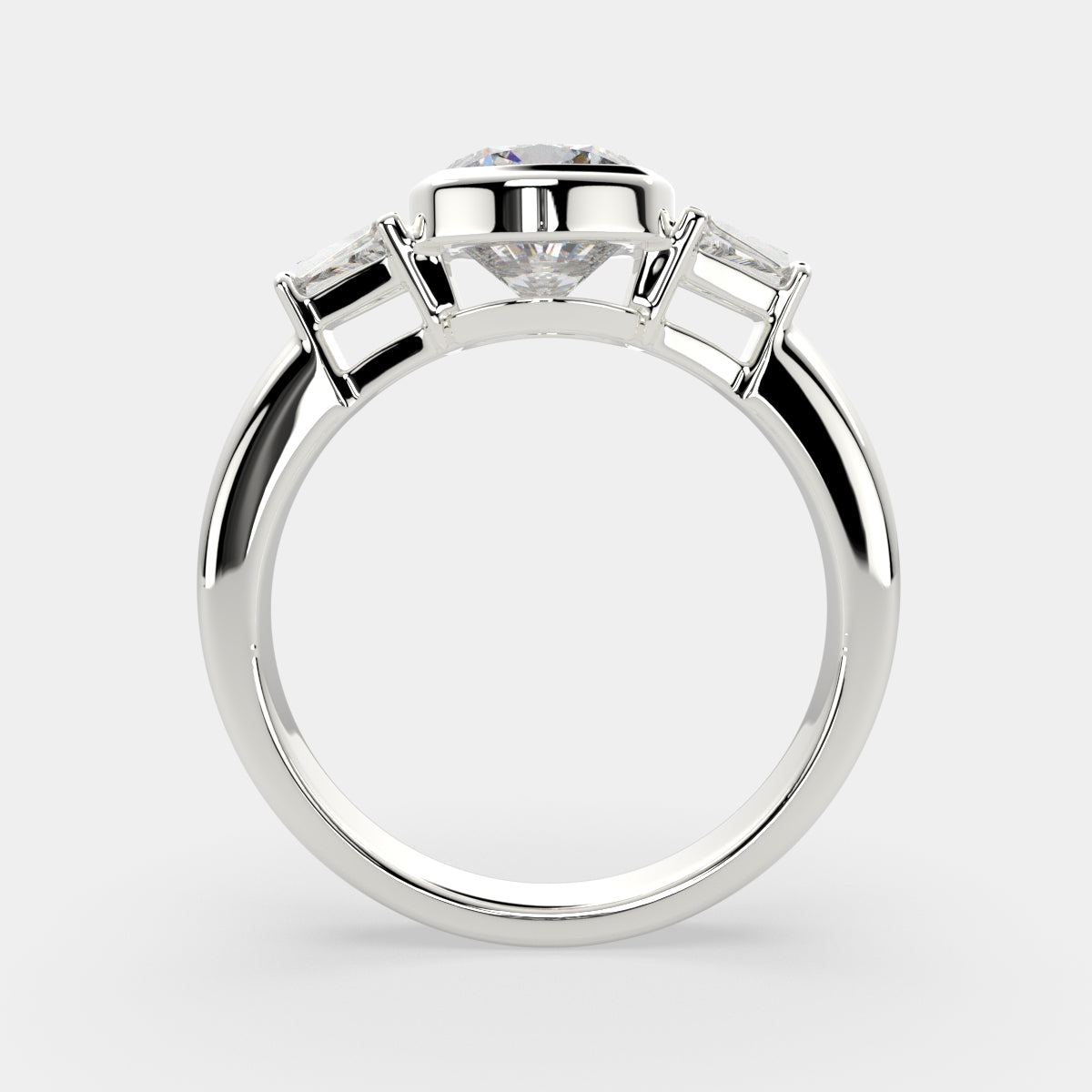 3.5 Carat VS1 D Lab Grown Diamond Trilogy Cushion Ring