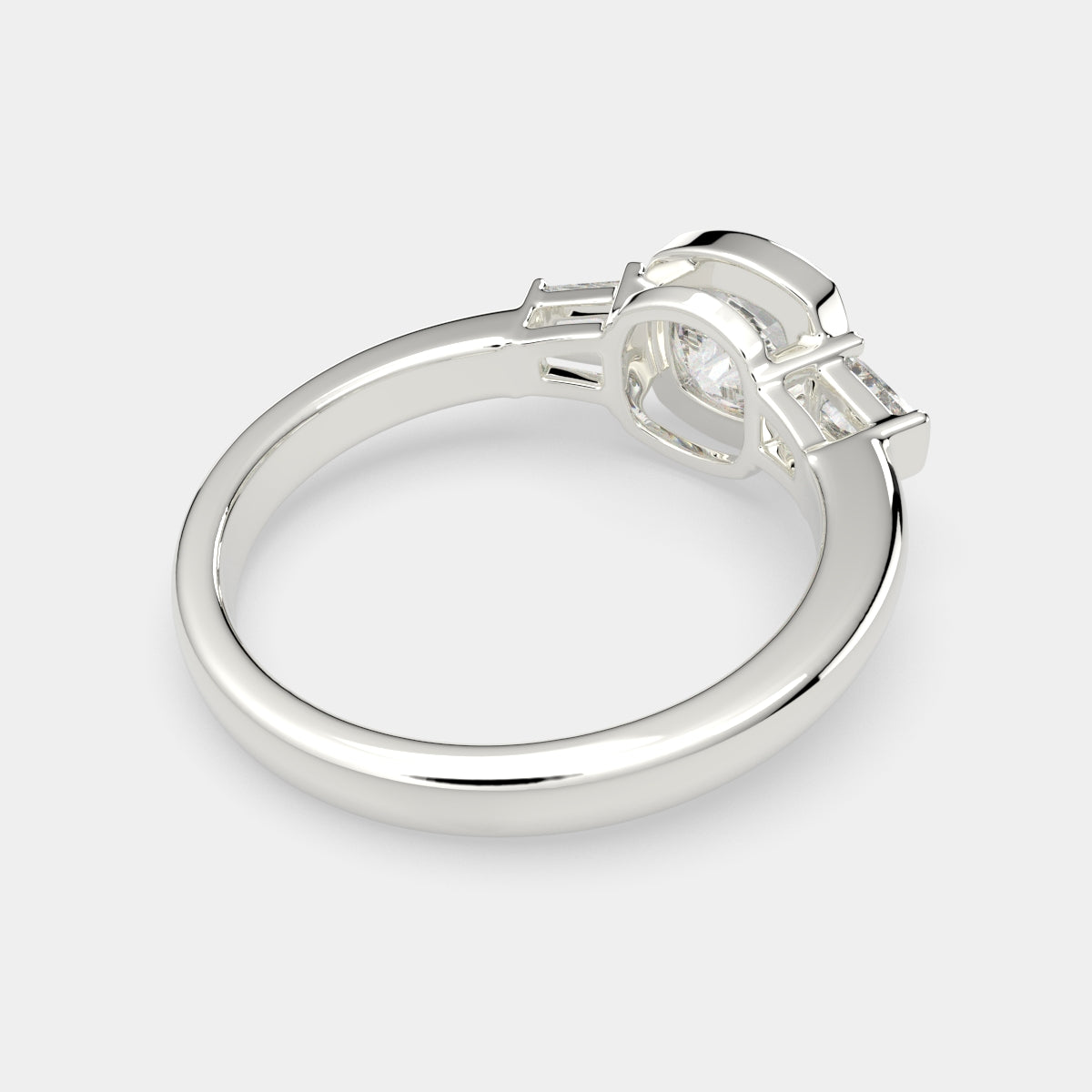3.5 Carat VS1 D Lab Grown Diamond Trilogy Cushion Ring