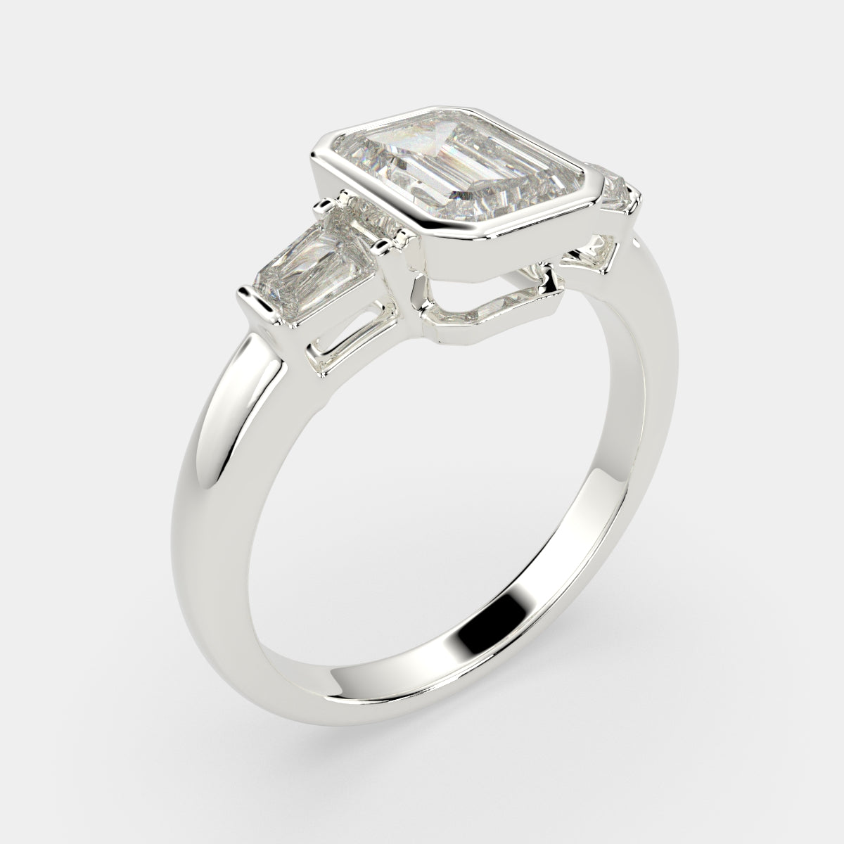3.5 Carat VS1 D Lab Grown Diamond Trilogy Emerald Ring