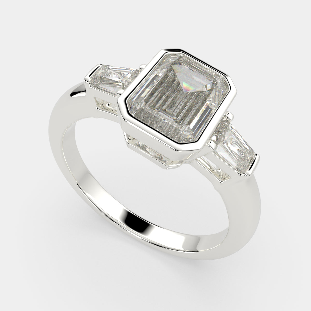 1.5 Carat VS1 D Lab Grown Diamond Trilogy Emerald Ring
