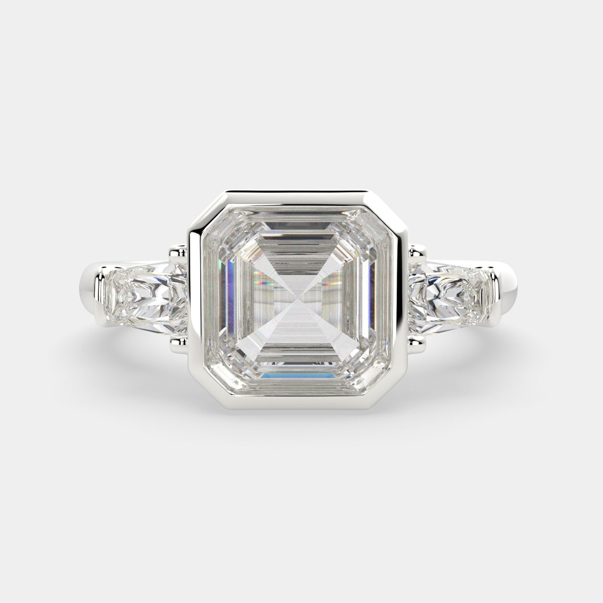 3.5 Carat VS1 D Lab Grown Diamond Trilogy Emerald Ring