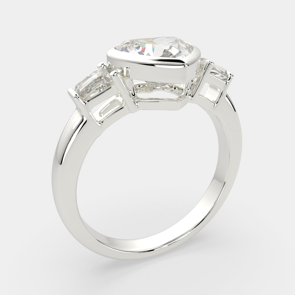 3.5 Carat VS1 D Lab Grown Diamond Trilogy Heart Ring