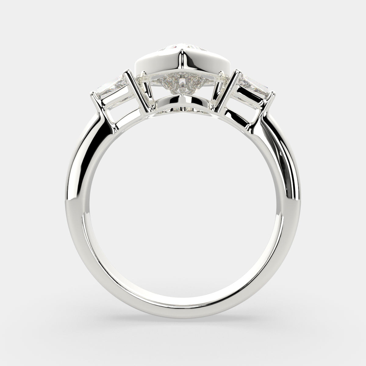 3.5 Carat VS1 D Lab Grown Diamond Trilogy Heart Ring