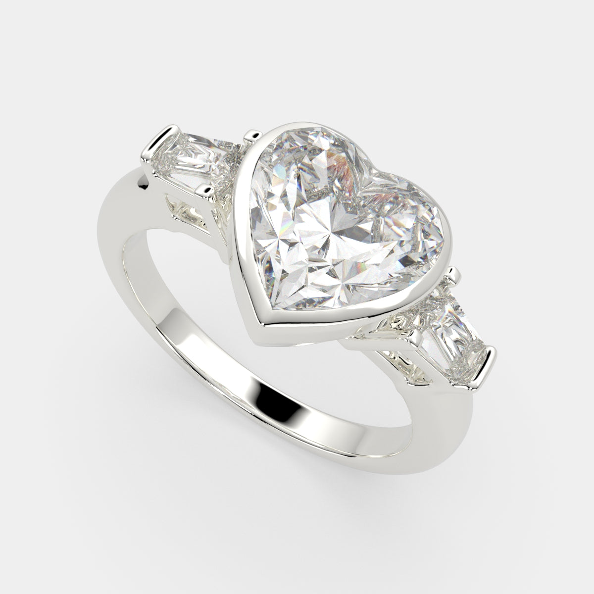 3.5 Carat VS1 D Lab Grown Diamond Trilogy Heart Ring