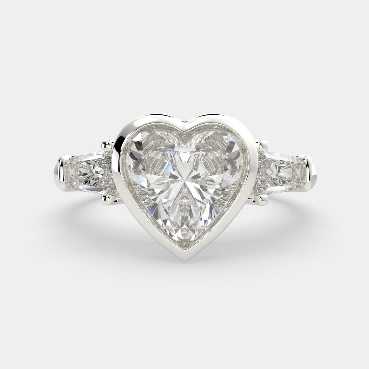 3.5 Carat VS1 D Lab Grown Diamond Trilogy Heart Ring