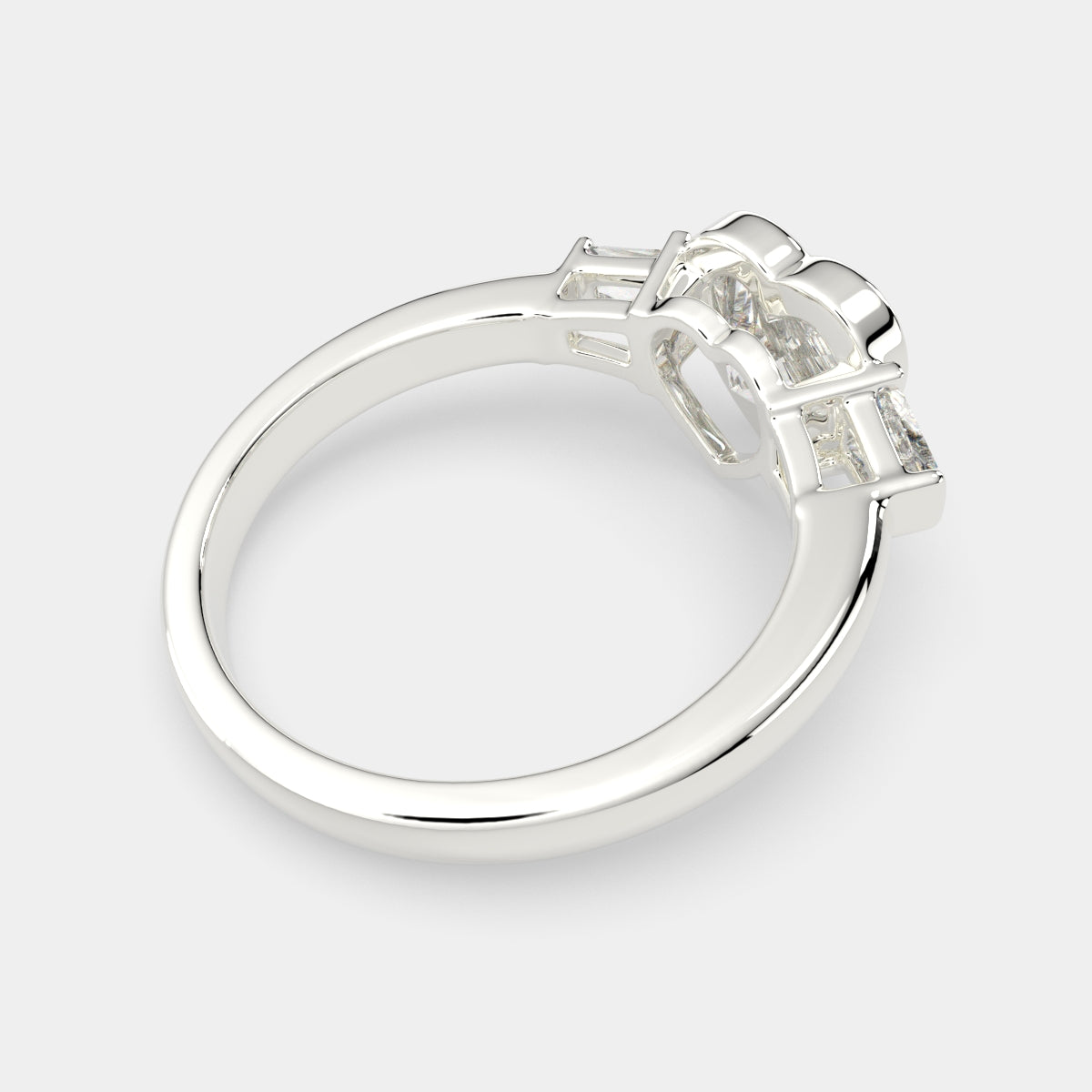 3.5 Carat VS1 D Lab Grown Diamond Trilogy Heart Ring
