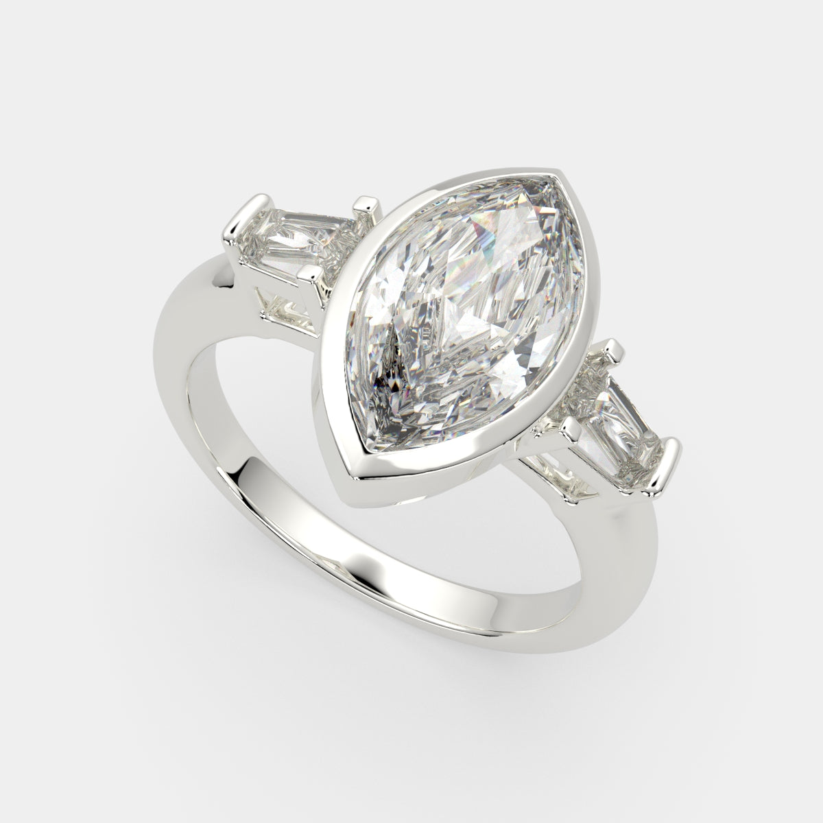 2.5 Carat VS1 D Lab Grown Diamond Trilogy Marquise Ring