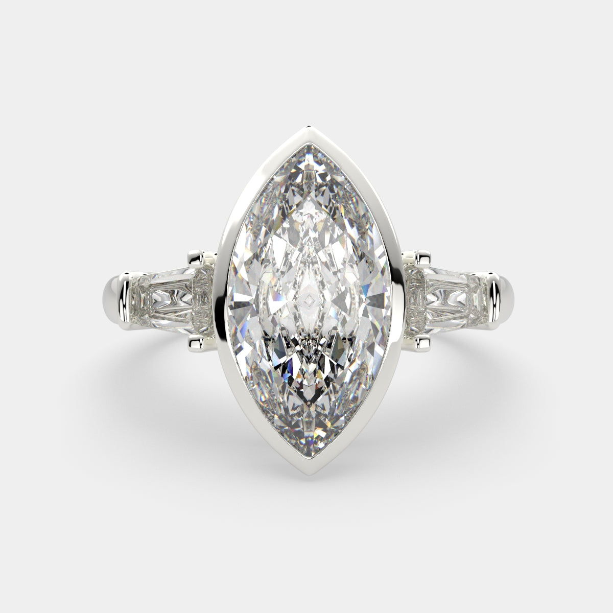 3.5 Carat VS1 D Lab Grown Diamond Trilogy Marquise Ring