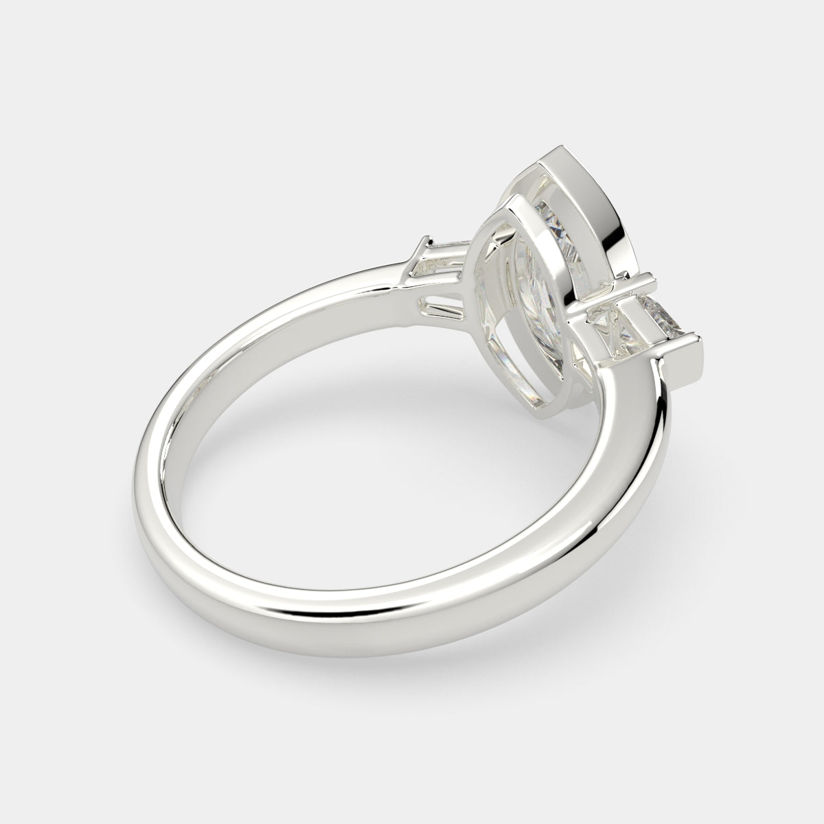 3.5 Carat VS1 D Lab Grown Diamond Trilogy Marquise Ring